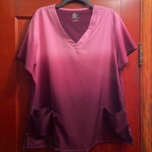 Pink and Maroon Scrub Top